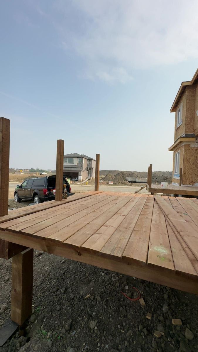 Deck build in progress Edmonton Alberta — TrueBlue Builders